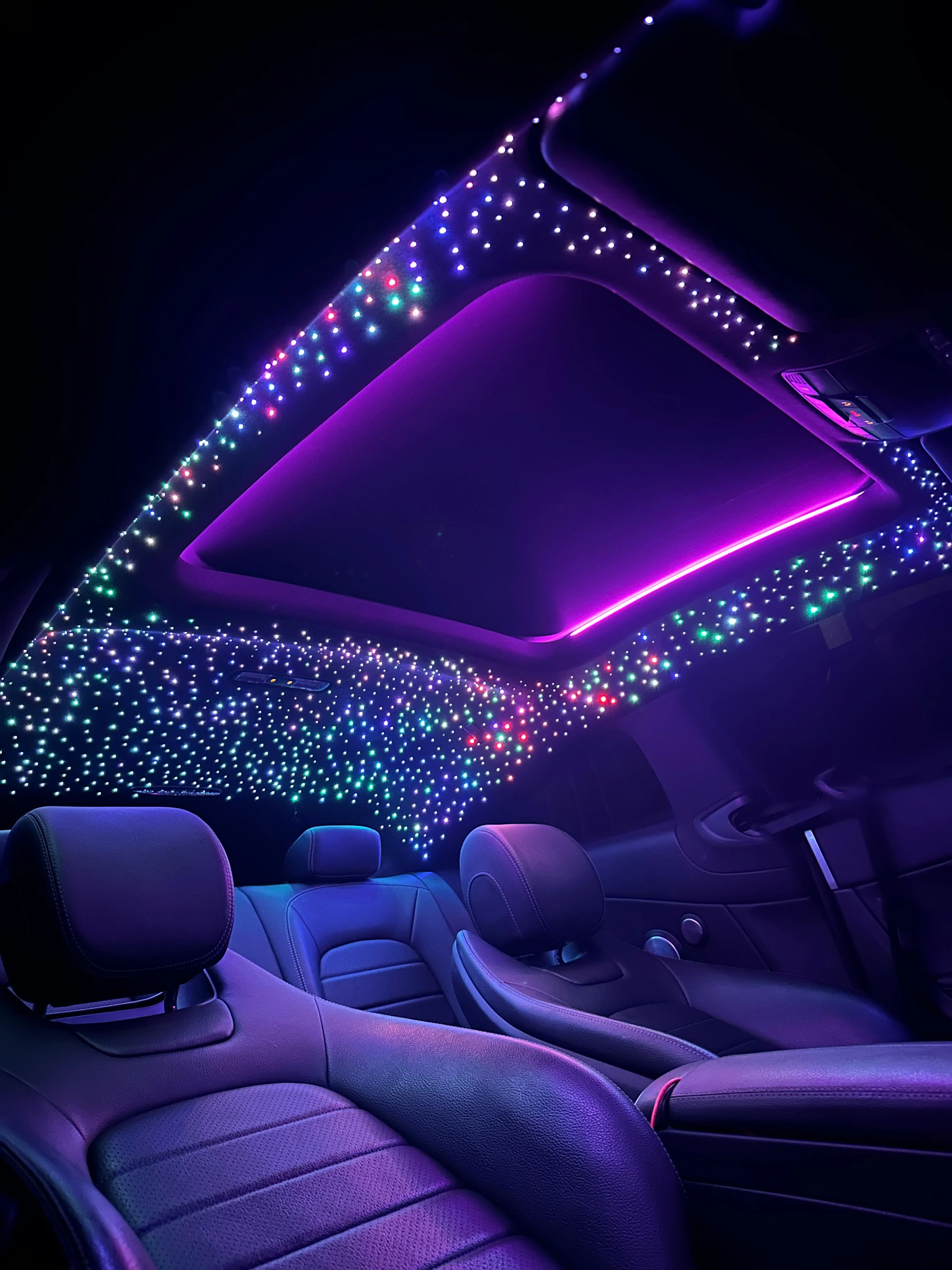 Fibre optic starlight roof headliner